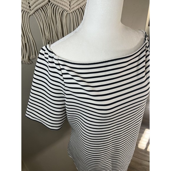 Halogen Black and White Striped Blouse EUC - Picture 1 of 15